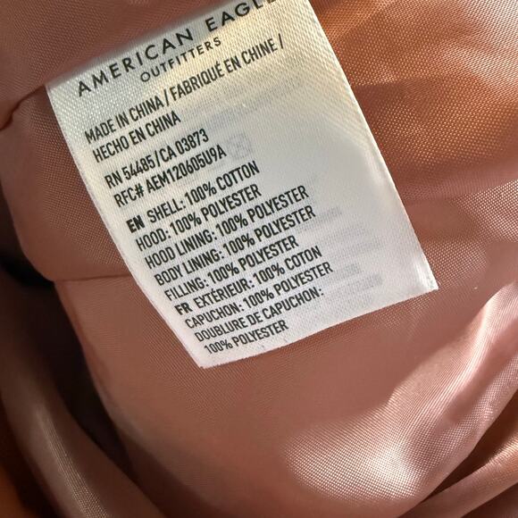 American Eagle Dusty Rose Pink Corduroy Puffer Jacket, Versatile Hood, Small - Picture 8 of 12